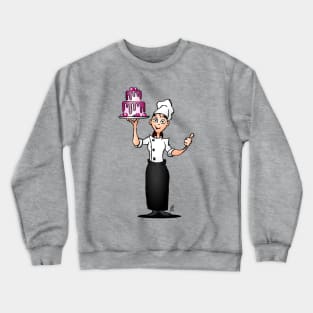 Pastry chef with a pink glazed cake Crewneck Sweatshirt